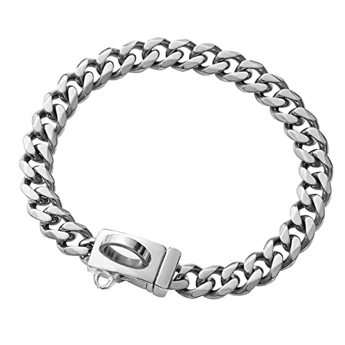 Yowity Starkes Edelstahl-Halsband mit kubanischen Gliedern, Haustier-Halskette für kleine Hunde, Katzen (Länge – 30,5 cm) von Yowity