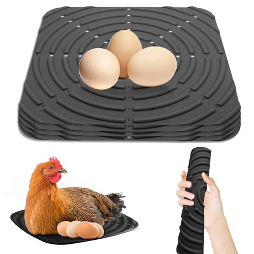 Hühner-Nistunterlagen, waschbar, Hühner-Nistmatten zum Eierlegen, wasserdichte Nistpads für Hühnerstall, schneidbar, 30,5 x 30,5 cm, Silikon-Nistkasteneinlagen (schwarz), 4 Stück von Yowmina