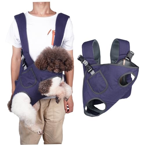 Yoyakie Hunde -Rucksack, Haustier -Rucksackträger Verstellbarer Katzen -Rucksack Atmungsaktives Hundeback mit Taschen- und Haken mit dem Fahrrad für kleine und mittlere Haustiere, s von Yoyakie