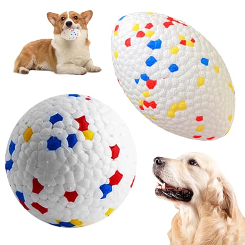 Yoyakie Unzerstörbarer Hundeball, Hundekugeln 2pcs rund und oval unzerstörbarer Hundball Interaktiver Hund Spielzeugball zum Abholen von ETPU -Hundebällen für Aggressive Kauen von Yoyakie