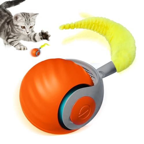 Yozexin Speedy Tail 2.0: Interaktives Katzenspielzeug, 2 Modi und Geschwindigkeit, Indoor-Katzen, automatisch beweglicher Katzenspielzeug-Ball, wiederaufladbar von Yozexin