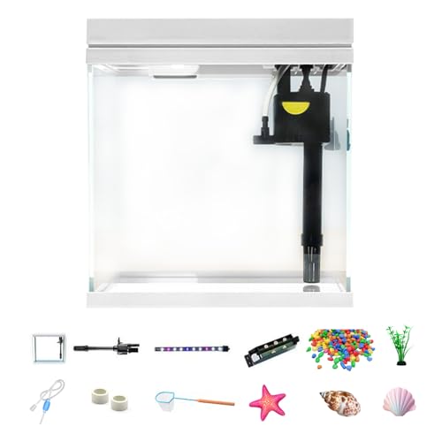 Aquarium Komplettset, 15L Mini Aquarium Dreifarbige LED-Röhre 30 * 20 * 30cm Aquarium Klein mit Leise Wasserpumpe Filtersystem und Wasserzirkulation Weißes Aquarien Starterset für Büro und Wohnen Aquarium Komplettset, 15L Mini Aquarium Dreifarbige LED-Röhre 30 * 20 * 30cm Aquarium Klein mit Leise Wasserpumpe Filtersystem und Wasserzirkulation Weißes Aquarien Starterset für Büro und Wohnen von Ysislybin
