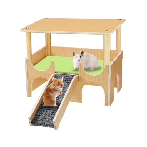 Meerschweinchen Haus, 38 x 23.7 x 35.5 cm Hölzerne Meerschweinchen Käfig mit Dach, Abnehmbar Meerschweinchenschloss mit 3 Höhlen und Treppen für Meerschweinchen, Hamster, Chinchillas, Frettchen Meerschweinchen Haus, 38 x 23.7 x 35.5 cm Hölzerne Meerschweinchen Käfig mit Dach, Abnehmbar Meerschweinchenschloss mit 3 Höhlen und Treppen für Meerschweinchen, Hamster, Chinchillas, Frettchen von Ysislybin