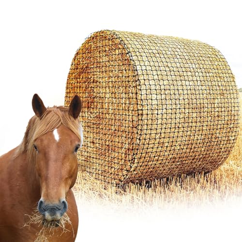 Ysislybin Heunetz für Pferde, Heunetz Rundballen Verschleißfestes Heunetz für Pferde Rundballen Durchmesser 150 cm, Maschenweite 4,5 x 4,5 cm für Pferde, Verlängerung der Fresszeiten (150x150cm) von Ysislybin