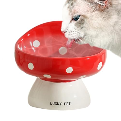Ysvnlmjy Erhöhter Futternapf für Katzen,Erhöhte Futternäpfe für Katzen | 200 ml Keramik-Futternäpfe, erhöhter Tierfutterspender - Flacher, für Schnurrhaare geeigneter Futter- und Tränkespender für von Ysvnlmjy