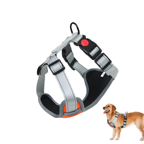 Hundegeschirr, atmungsaktiv, mit 2 Gurtschnallen, reflektierend, verstellbar, weiche Schaumstoffpolsterung, Hundegeschirr von Ysvnlmjy