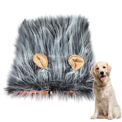 Ysvnlmjy Hundemähne-Kostüm, lustige Tiermähne für Hunde | Waschbares Haustier-Hundeperückenkostüm | Realistische Hundemähne-Kostümperücke mit Plüschohren, Hundehaustierzubehör, Bequeme von Ysvnlmjy