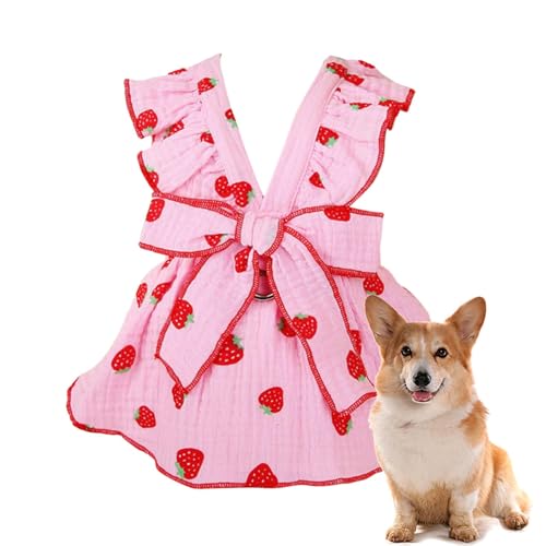 Ysvnlmjy Kleines Hundekleid | Welpenkleidung | Süßes Hundekleid mit Erdbeermuster, Katzenbekleidung für kleine Hunde und Mädchen von Ysvnlmjy