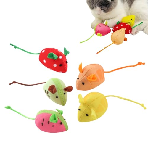 Ysvnlmjy Weiches Katzenspielzeug, süßes Plüsch-Katzenspielzeug | Katzenplüschspielzeug,Beißspielzeug, interaktives Katzenspielzeug, Cartoon-Maus, weiches Haustierspielzeug, 5 Stück, Kätzchenspielzeug von Ysvnlmjy