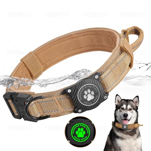 Ytanest Taktisches Hundehalsband mit Griff, Wasserdicht Airtag Halsband Weich Gepolstertes Nylon Verstellbare für Mittlere Große Hund, Kaki, L Ytanest Taktisches Hundehalsband mit Griff, Wasserdicht Airtag Halsband Weich Gepolstertes Nylon Verstellbare für Mittlere Große Hund, Kaki, L von Ytanest