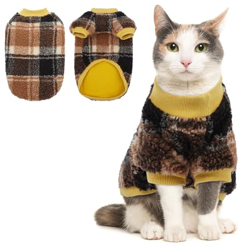 Yternal Katzenkleidung, Pullover mit 2 Beinen, weich, warm, Haustierbekleidung, Kätzchen, Kleidung nur für Kätzchen, elastisch, Gelb, Größe XXL von Yternal