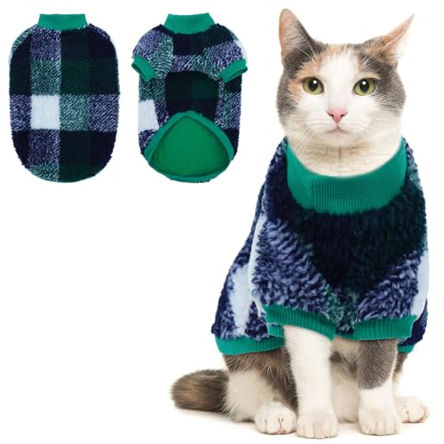 Yternal Katzenkleidung, Pullover mit 2 Beinen, weich, warm, Haustierbekleidung, Kätzchen, Kleidung nur für Kätzchen, elastisch, Grün, Größe M von Yternal