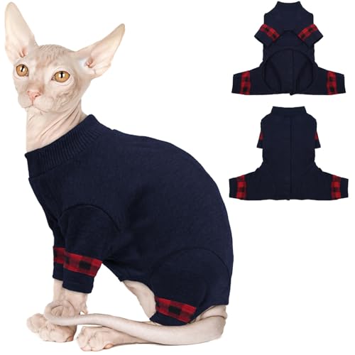 Yternal Sphynx Katzenkleidung, nur für Kätzchen, Sphynx-Kleidung, weich, haarlos, elastisch, Dunkelblau, Größe S von Yternal