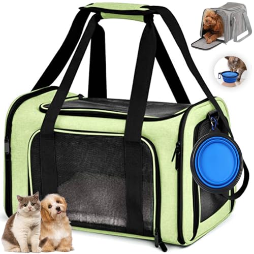 Tragetasche für kleine und mittelgroße Katzen bis zu 6,8 kg, weiche Seiten, für Katzen und Hunde, Reise-Tragetasche, von Fluggesellschaften zugelassen, atmungsaktiv, faltbar, Haustier-Tragetasche mit Tragetasche für kleine und mittelgroße Katzen bis zu 6,8 kg, weiche Seiten, für Katzen und Hunde, Reise-Tragetasche, von Fluggesellschaften zugelassen, atmungsaktiv, faltbar, Haustier-Tragetasche mit von Yttriuny