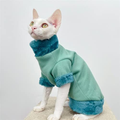 YuZiJiang Herbst-Winter-Haarlose Katze Dickes Korallenvlies Schmutzabweisender Katzenpullover Rollkragen-Katzenkleidung von YuZiJiang