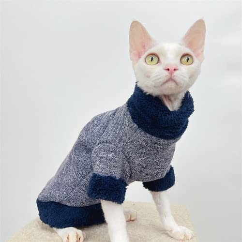 YuZiJiang Herbst-Winter-Haarlose Katze Dickes Korallenvlies Schmutzabweisender Katzenpullover Rollkragen-Katzenkleidung von YuZiJiang