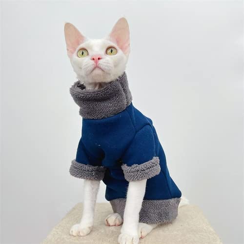 YuZiJiang Herbst-Winter-Haarlose Katze Dickes Korallenvlies Schmutzabweisender Katzenpullover Rollkragen-Katzenkleidung von YuZiJiang