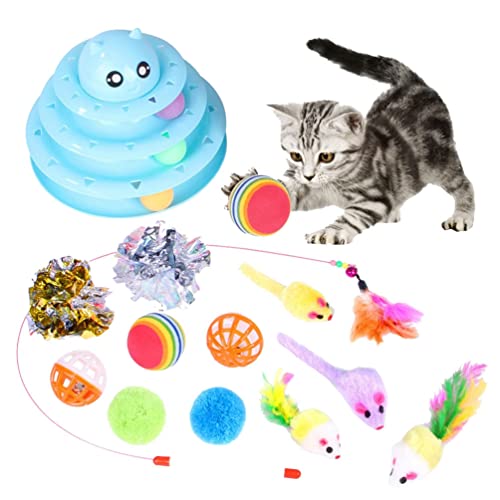 YuanDiann Katzenspielzeug Set Tunnel Katzen-Teaser Plüschmaus Kombinationsspielzeug Feder Interaktives Training Haustier Spielzeug 10#(14 Pack) von YuanDiann