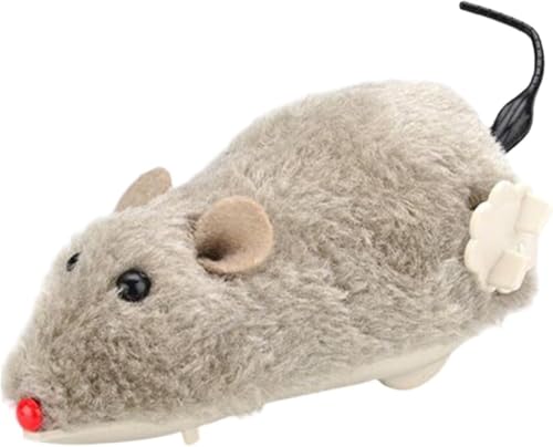 Braune aufziehbare Plüschmaus, Jagd, gefiedertes Katzenspielzeug, interaktive Aufziehmaus für Katzen, lebensechte Simulation, Plüsch-Ratten, Maus, interaktiv für Indoor-Kätzchen, Katze, Mäuse und von YuanHolumid