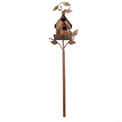 Vogelhaus aus Metall, Zickzack-Kunst, Vogelhaus, Gartenpfahl, rustikales Vogelhaus, Halterung, dekorativ, abstrakt, traditioneller Stil, Hof, Terrasse, Ornament, pulverbeschichtet (D) von Yuanpgky