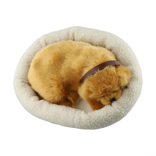 Yuanpgky Hundespielzeug, weiches Plüschmaterial, elektronische Funktion bietet lebensechte Haustierbewegung, schlafender Hund, Ornament, für dekorative Verwendung in verschiedenen Räumen (DogA) von Yuanpgky