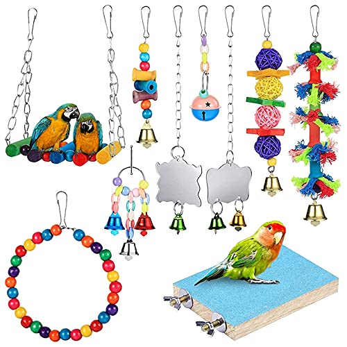 Yuattory 10-Teiliges Papageien Kauen Spielzeug Spielzeug Papageien HäNgend Schaukel mit ZufäLlige Farbe von Yuattory
