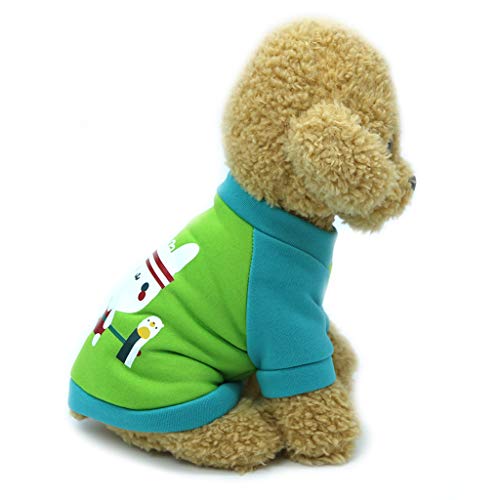 Yue668 Haustier-Hund kleidet Weihnachtskostüm-Nette Karikatur-Kleidung für kleines Hundetuch-Kostüm-Kleid-Weihnachtskleid für Miezekatze-Hunde (S, Grün) von Yue668