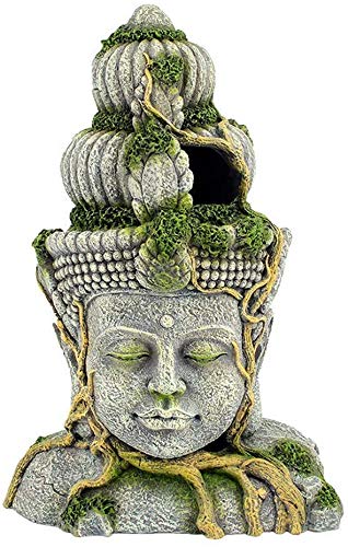 YueYueZou Buddha-Kopf-Skulptur, Aqua-Ornament, Höhle für Fische, Betta, Schlafruhe von YueYueZou