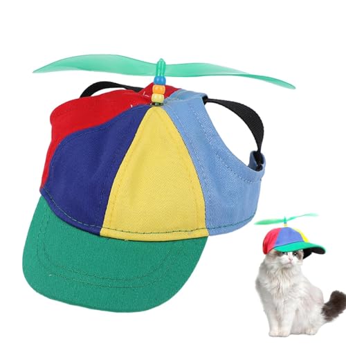 Propellerhut für Hunde, Propellerhut, Baseballkappen, für Haustiere, Regenbogen-Hubschrauber-Oberteil, abnehmbar, verstellbare Größe, Regenbogen-Helikopter-Top von Yuecjian