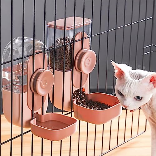 2er Pack Futter- und Tränkeautomaten Set Hängekäfig Futter- und Wasserspender Katzenfutterschüssel Hundefutterstation für Welpen Kätzchen Kaninchen Chinchilla Igel Frettchen von Yuehuamech