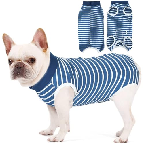 Dog Surgical Recovery Suit for Abdominal Wounds or Skin Diseases, After Surgery Dog Recovery Onesies Striped Pet Surgical Suit Covers Anti Licking Cone Alternative for Small Large Dogs von Yuehuamech