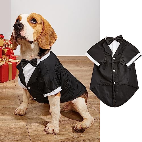 Hund Smoking Anzug Formelle Hund Hochzeit Outfit mit Fliege Haustier Kleidung Welpe Formelle Outfit Shirt für kleine mittlere große Hunde Hund Weihnachtsfeier Elegante Cosplay von Yuehuamech