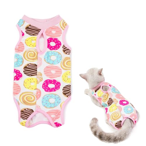 Katze Erholung Anzug Katze Wunde Chirurgie Weste Bodysuit Katze Anti lecken Pyjama E-Halsband Alternative Haustier chirurgische Shirt Kleidung für Haustier Kätzchen Welpen (1,5kg-6kg) von Yuehuamech