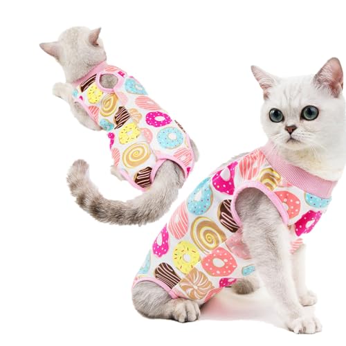 Katze Erholung Anzug Katze Wunde Chirurgie Weste Bodysuit Katze Anti lecken Pyjama E-Halsband Alternative Haustier chirurgische Shirt Kleidung für Haustier Kätzchen Welpen (1,5kg-6kg) von Yuehuamech