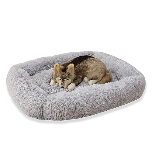 Plüsch Donut Hundebett beruhigend rundes Hundebett Katzenbett flauschige Haustiermatte Kuschelkissen weiche selbstwärmende Schlafmatte Zwinger Hundeloch mit Anti- Rutsch- Boden für Hunde Katzen von Yuehuamech