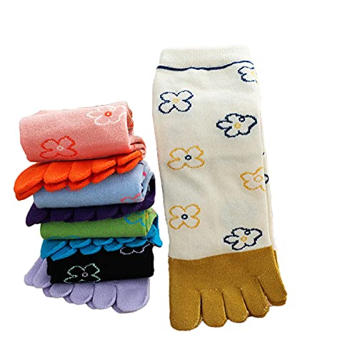 Yuehuamech 5 Pair Toe Socks Women Floral Five Finger Cotton Socks Breathable Ankle Socks Running Socks Knit Socks Novelty Ladies Socks von Yuehuamech
