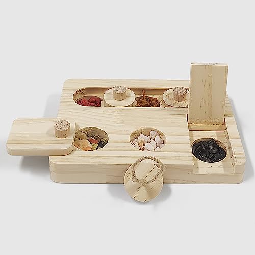 Yuehuamech 6 in 1 Hamster Futter Spielzeug Meerschweinchen Holz Interaktive Anreicherung Spielzeug Mentale Stimulation Spielzeug Treat Dispenser für Kleintierkaninchen Chinchillas Ratten Gerbils von Yuehuamech