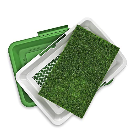 Yuehuamech Dog Training Pee Pad with Tray Fake Grass Puppy Toilet Pet Potty Trainer Training Mat Pee Pad Tray Washable for Indoor Outdoor 45.5x30.7x3.5cm von Yuehuamech