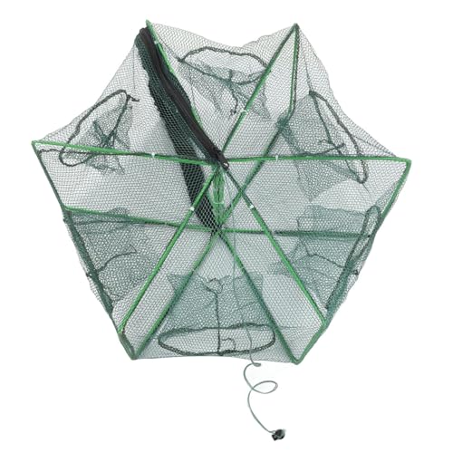 Yuehuamech Foldable Fishing Net 6 Holes Hexagonal Fishing Trap Net Portable Minnow Crayfish Crab Baits Cast Mesh Crab Trap Shrimp Cage Folded Fishing Trap Net Fishing Accessories von Yuehuamech