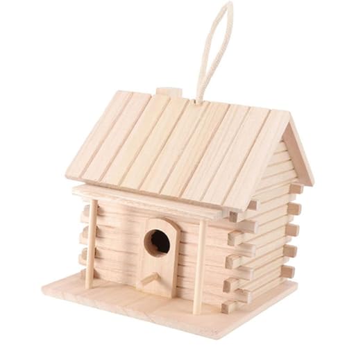 Yuehuamech Hölzernes Vogelhaus Kreativ Hängendes Vogelhaus Unbearbeitet Natürlicher DIY Vogelkäfig für Schwalbe Spatz Kolibri Fink Distelfink Hinterhof Innenhof Außenbereich von Yuehuamech