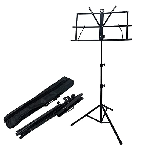 Yuehuamech Sheet Music Stand Lightweight Portable Music Book Stand with Music Sheet Clamp Arms & Carrying Bag Desktop Book Stand for Storage or Travel von Yuehuamech