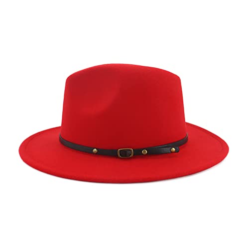 Yuehuamech Weitkrampf Fedora Hut mit Gürtelschnalle Unisex Womens Herren Verstellbar Filz Panama Hut Kirche Jazz Cap für Hochzeitsfeier Talent Show Requisiten Täglich von Yuehuamech