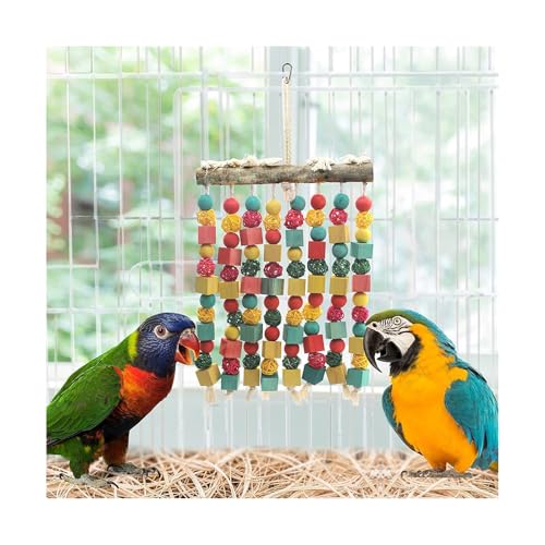 Yuelulala Großes Papageienspielzeug, Kauspielzeug, natürliche Holzblöcke, Papageienspielzeug, afrikanisches Grau für große, mittelgroße Vögel, Aras, Graue Kakadus, Amazon-Papageien (A57-1) von Yuelulala