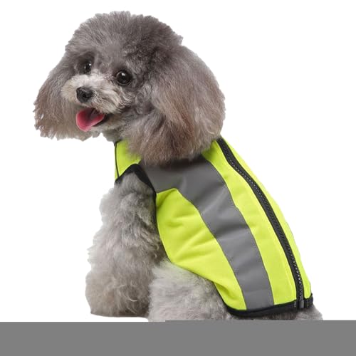 Yuemeuy Hundereflektierende Weste,Fluoreszierende Hundeweste Mit Hoher Sichtbarkeit | Hochsichtbare Leuchtjacke Mit Reißverschluss Für Training Und Fluoreszierende Tierbekleidung Für Mittelgroße von Yuemeuy