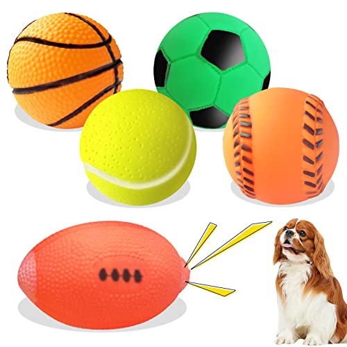 Yueser Hundespielzeug Ball, Quietschspielzeug Kauspielzeug Hunde Quietsch Spielzeug Quietschendes Hundespielzeug Gummi Hundebälle Wurfspielzeug für Welpen Kauspielzeug Hunde Hundeball Hundespielball von Yueser
