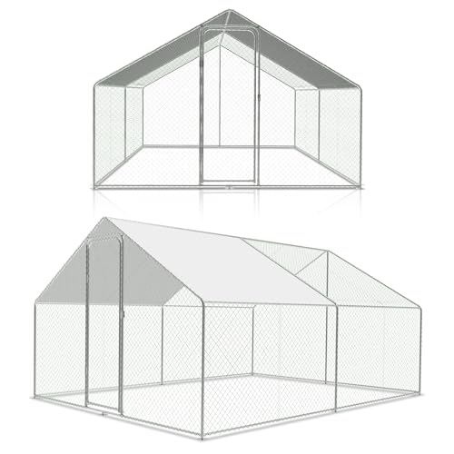 Yugodex Freilaufgehege Hühnerstall 3 x 4 x 2 m mit Schloss, verzinkter Stahlrahmen, PVC-beschichtetes Sechseckgitter, für Hühnerkäfige, Geflügelställe, Vogelkäfige, Kleintiere von Yugodex