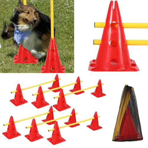 Yugodex Steckhürdenset Hund, 12 Kegel, 6 Stangen Agility Hürden Steckhürden Set, Koordinationstraining für Kinder Hunde Teamsport Fussball, Multifunktionskegel, für Fußball, Hundesport Yugodex Steckhürdenset Hund, 12 Kegel, 6 Stangen Agility Hürden Steckhürden Set, Koordinationstraining für Kinder Hunde Teamsport Fussball, Multifunktionskegel, für Fußball, Hundesport von Yugodex