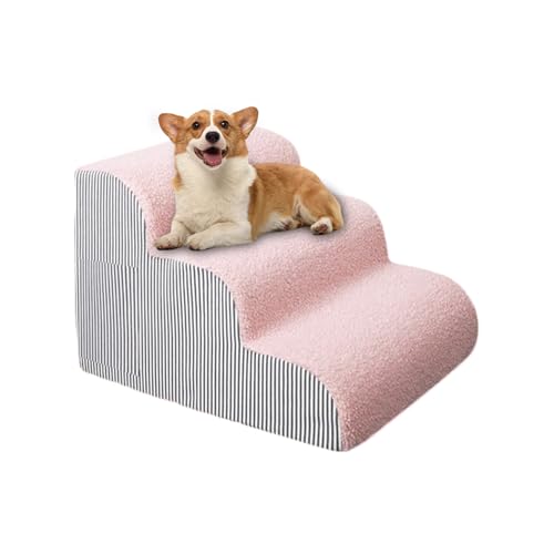 Haustiertreppen Für Hohe Betten, Hundebettstufe 3 Stufen, Schneevelours, Flache Rampe, Waschbar, 56 * 35cm, für Zuhause, Auto, Postoperativer Hund, Hund, Katze Haustiertreppen Für Hohe Betten, Hundebettstufe 3 Stufen, Schneevelours, Flache Rampe, Waschbar, 56 * 35cm, für Zuhause, Auto, Postoperativer Hund, Hund, Katze von Yugugomo