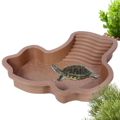 Reptilien Badebecken | Futterschale Und Wassernapf Für Reptilien Terrarium - Badebecken Mit Sonnenterrasse & Futternapf Für Amphibien, Frösche, Bartagamen Und Geckos von Yugugomo