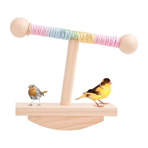 Vogel Spielständer - Intelligenzspielzeug Zur Beschäftigung Für Wellensittiche,Schaukelnde Tischständer Aus Holz, Tierbedarf Für Bewegung Von Conure, Ara, Fink, Beo Und Wellensittich von Yugugomo